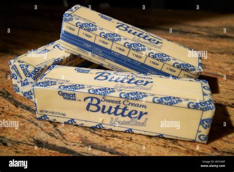 sticks of real butter in the USA United States of America Stock Photo - Alamy