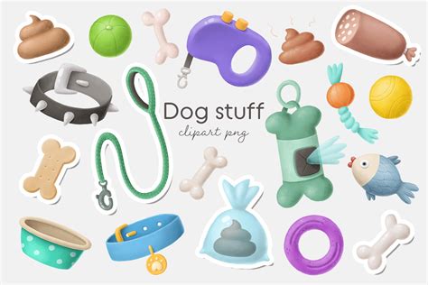 Dogs accessories clipart digital downloadable illustrations | Etsy