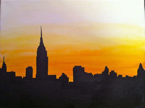 skyline paintings | Skyline painting, Cityscape painting, Silhouette art