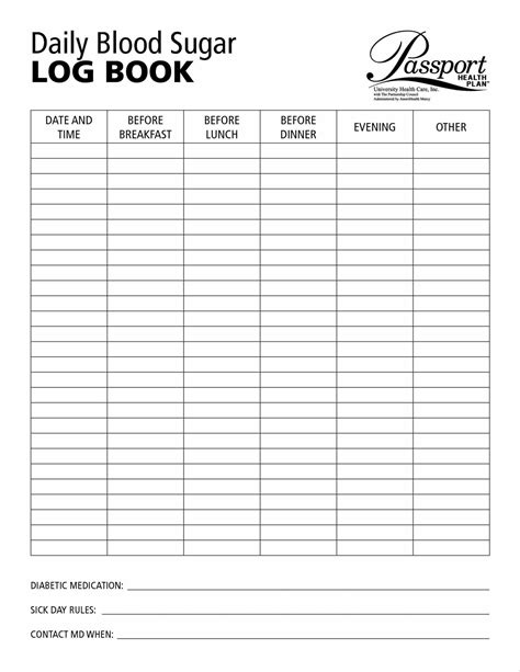 Printable Blood Sugar Log Sheet | amulette