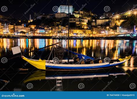 Porto, Portugal. View of the Old Town. Night Cityscape Stock Photo - Image of slow, tourist ...