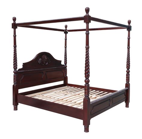 Solid Mahogany Victorian 4 Poster Canopy Bed Antique Style Bedroom Furniture | eBay