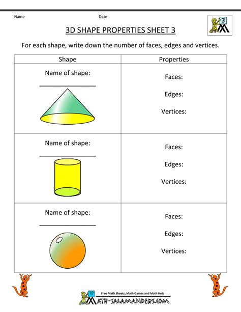 Geometry Worksheets 3rd Grade