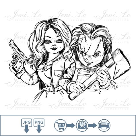 Chucky And Tiffany bride Sublimation PNG file Funny Halloween | Etsy