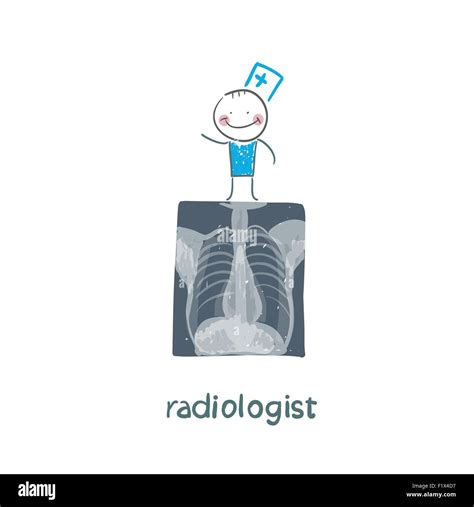 Radiologist with X-ray images. Fun cartoon style illustration. The ...