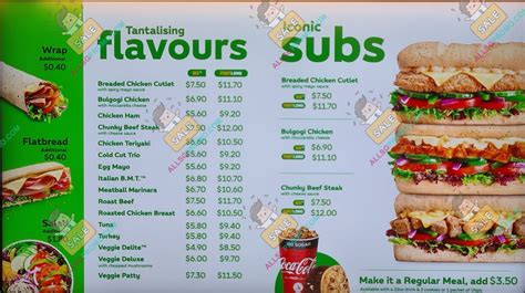 SUBWAY MENU SINGAPORE & UPDATED PRICES 2024