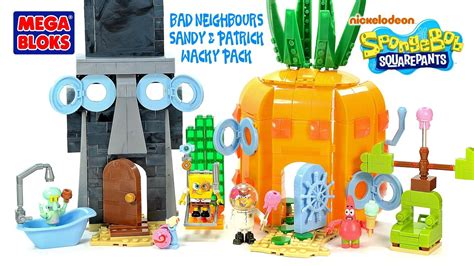 Mega Bloks SpongeBob SquarePants Bad Neighbors Set Sandy & Patrick Wacky Packy Kids Toys - YouTube