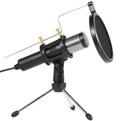 Professional Condenser Microphone Studio Recording Cardioid Microphone w/180° Tripods Pop Filter ...