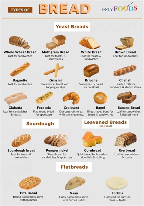 20 of the Most Popular Types of Breads | Artisan bread, Food infographic, Cafe food