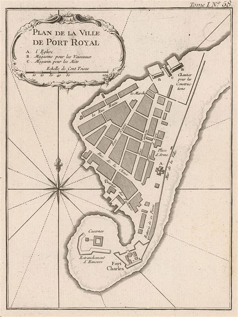 Vintage Map of Port Royal Jamaica - 1764 Drawing by CartographyAssociates - Pixels