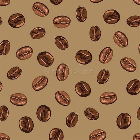 Vector Coffee Beans Seamless Pattern On A Brown Background. Stock Vector - Illustration of ...