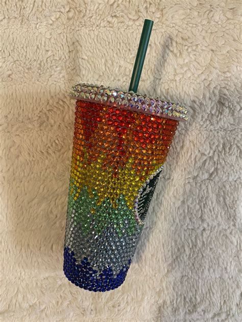 Rainbow Full Bling Starbucks Cup Rainbow Ombre Bedazzled - Etsy