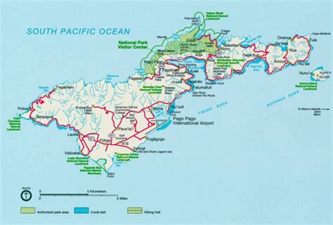 Road and relief map of Tutuila Island American Samoa. Tutuila Island ...