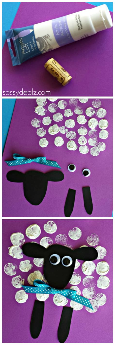 Sheep Craft Using a Wine Cork as a stamp! #Kids craft #easter craft for ...