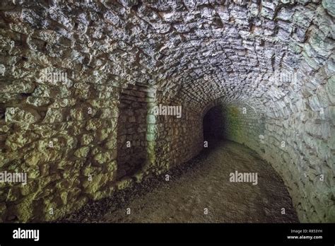 A mysterious underground stone tunnel beneath the grounds of the Royal Studley Gardens, Ripon ...