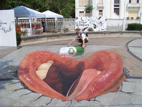 Sidewalk chalk 3d art In Chiang Mai, Thailand - sidewalk art