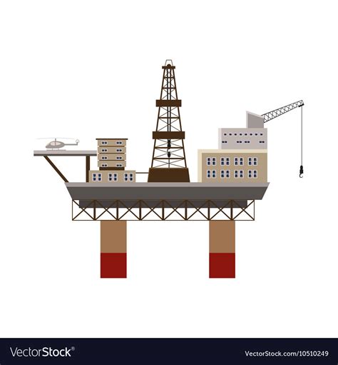 Oil rig at sea icon cartoon style Royalty Free Vector Image