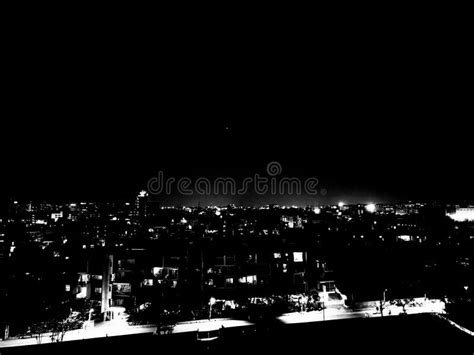 A Black and White Shot of the Bangalore Skyline after Sunset Stock Image - Image of shot ...