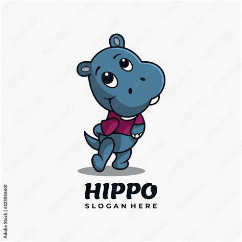 Hippo character mascot logo design vector illustration Stock Vector ...