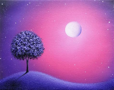 ORIGINAL Purple Tree Painting, Purple Oil Painting, Abstract Art On ...