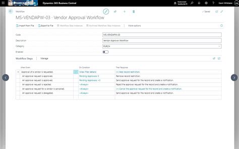 Dynamics 365 Business Central – How to create a workflow that only ...