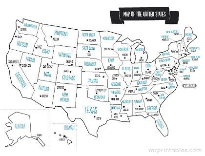 Map of The USA | Printable maps, Map, States and capitals