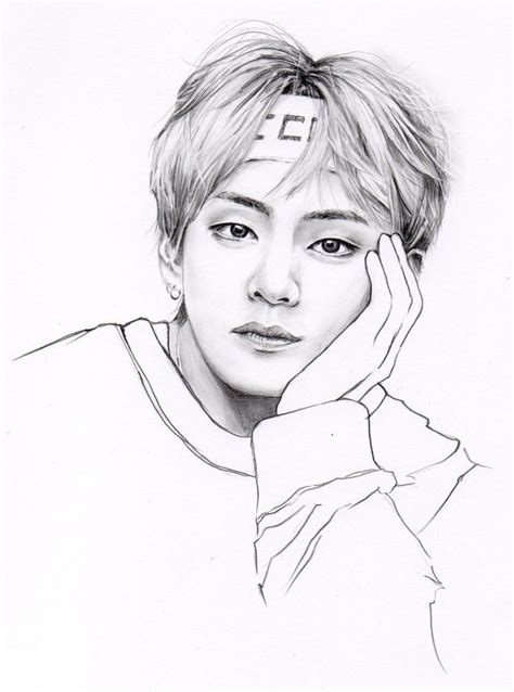 [You Art_YouTube] 연필 인물 드로잉 BTS. V 뷔 (연필 초상화, 일러스트) by 박샘 ht... | Bts drawings, Kpop drawings ...