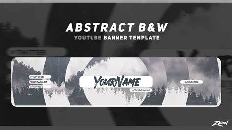 Abstract Black and White YouTube Banner Template Clean \ Free Channel art for YouTube - YouTube