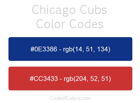 Chicago Cubs Colors - Hex and RGB Color Codes