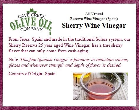 Sherry Wine Vinegar - Cave Creek Olive Oil