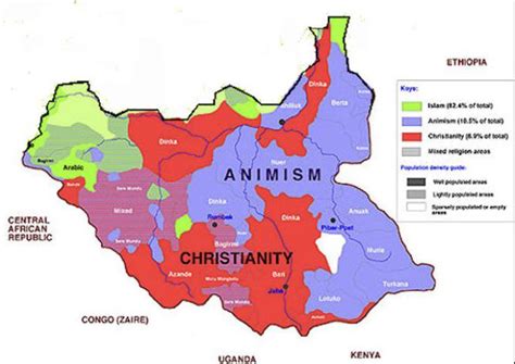 Map of religion density of South Sudan : r/MapPorn