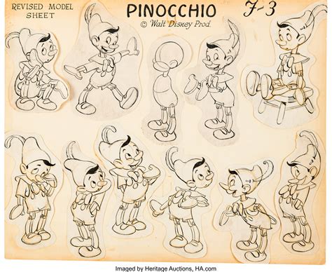 Pinocchio Model Sheet (Walt Disney, 1940).... animation art Model | Lot #95092 | Heritage Auctions