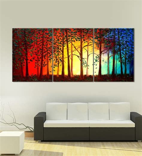 Buy Multicolour Framed Handmade Tree Acrylic Painting On Canvas Modern ...