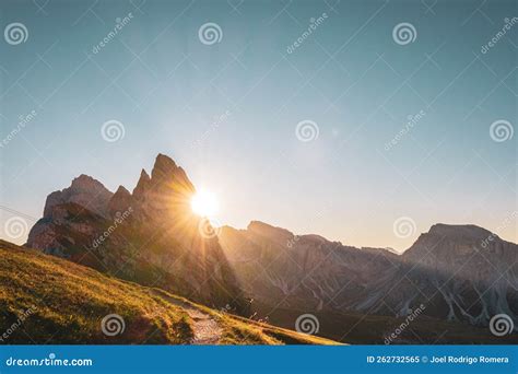 Seceda Mountain during the Sunrise Stock Image - Image of natural, outdoors: 262732565