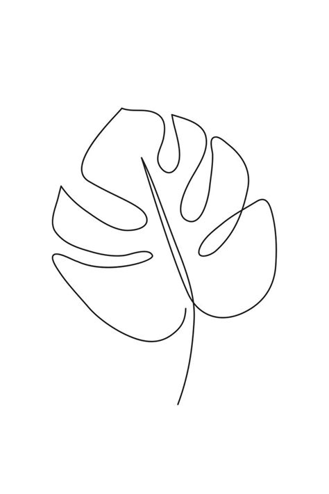 Abstract monstera tropical leaf line art Art Print by livdeco - X-Small | Line art drawings ...