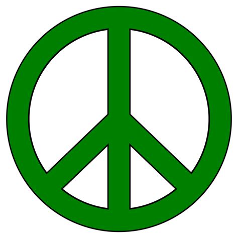 Green Peace Symbol, Black Border - Openclipart