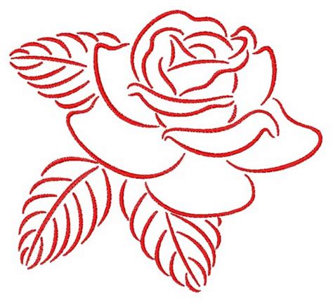 Rose Outline Simple Embroidery Designs - img-zit