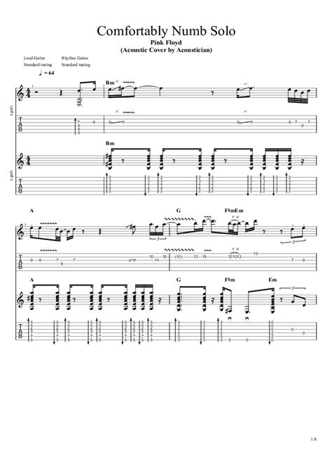 Comfortably Numb Solo - Pink Floyd - Acoustic Guitar Cover Tab ...