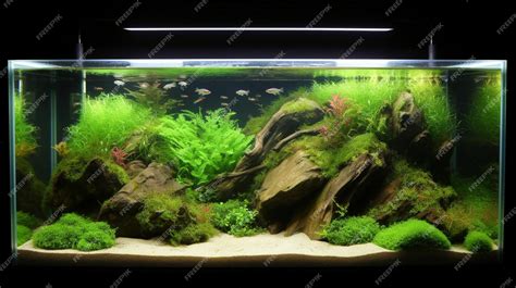 Premium Photo | A fish tank with plants on it and the bottom is lit up.