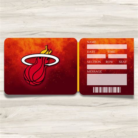 Printable Miami Heat Tickets Basketball NBA Faux Game Tickets | Etsy