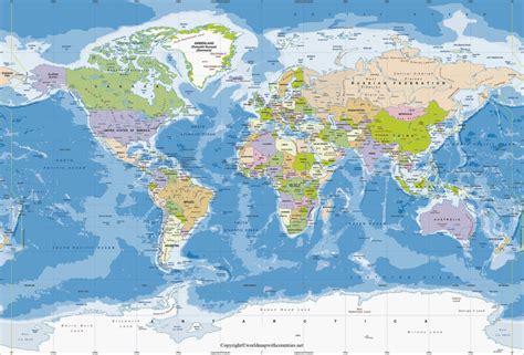 4 Free Printable World Map with Latitude and Longitude | World Map With Countries