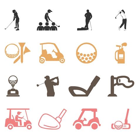 Premium Vector | Icons for a golf course including golf