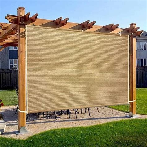 Shatex 6 ft. x 4 ft. Wheat Sun Shade Fabric for Pergola Cover Porch Vertical Screen E2H0604 ...