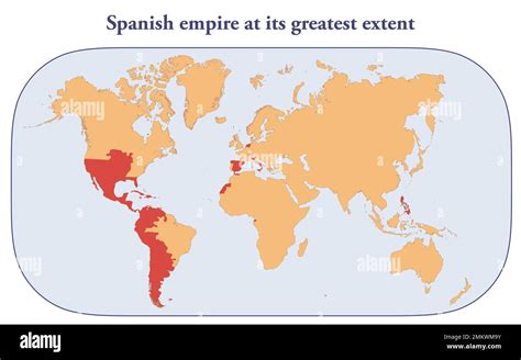 Map of the Spanish empire at its greatest extent in 1790 Stock Photo - Alamy