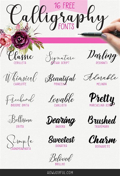 Printable Calligraphy Fonts - Calendar Printables