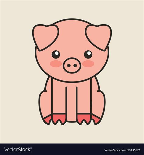 Cute pig tender isolated icon Royalty Free Vector Image