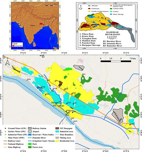 Geological map of the study area (Damodar river basin, India) and ...