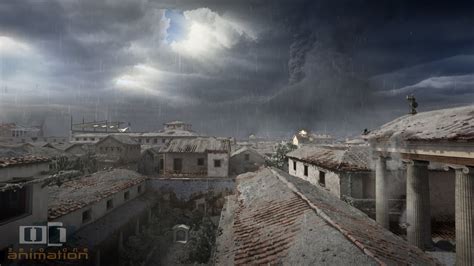 The destruction of Pompeii depicted in real-time animation