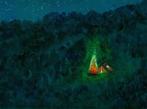 Forest Painting Original Art Night Painting On Canvas Tree | Etsy