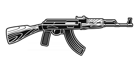 A black and white vector illustration of an AK 47 rifle. 2641446 Vector Art at Vecteezy